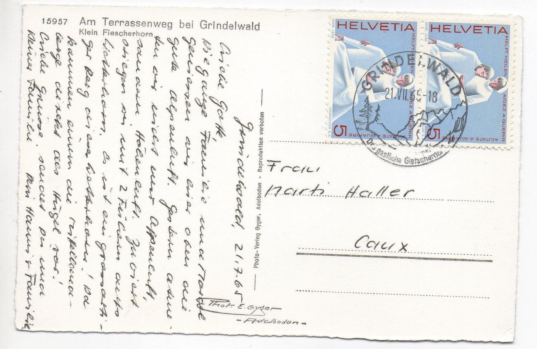 Cartoline postali: GRINDELWALD Mann beim Terrassenweg – Usato da Jona venduto da philajona 1