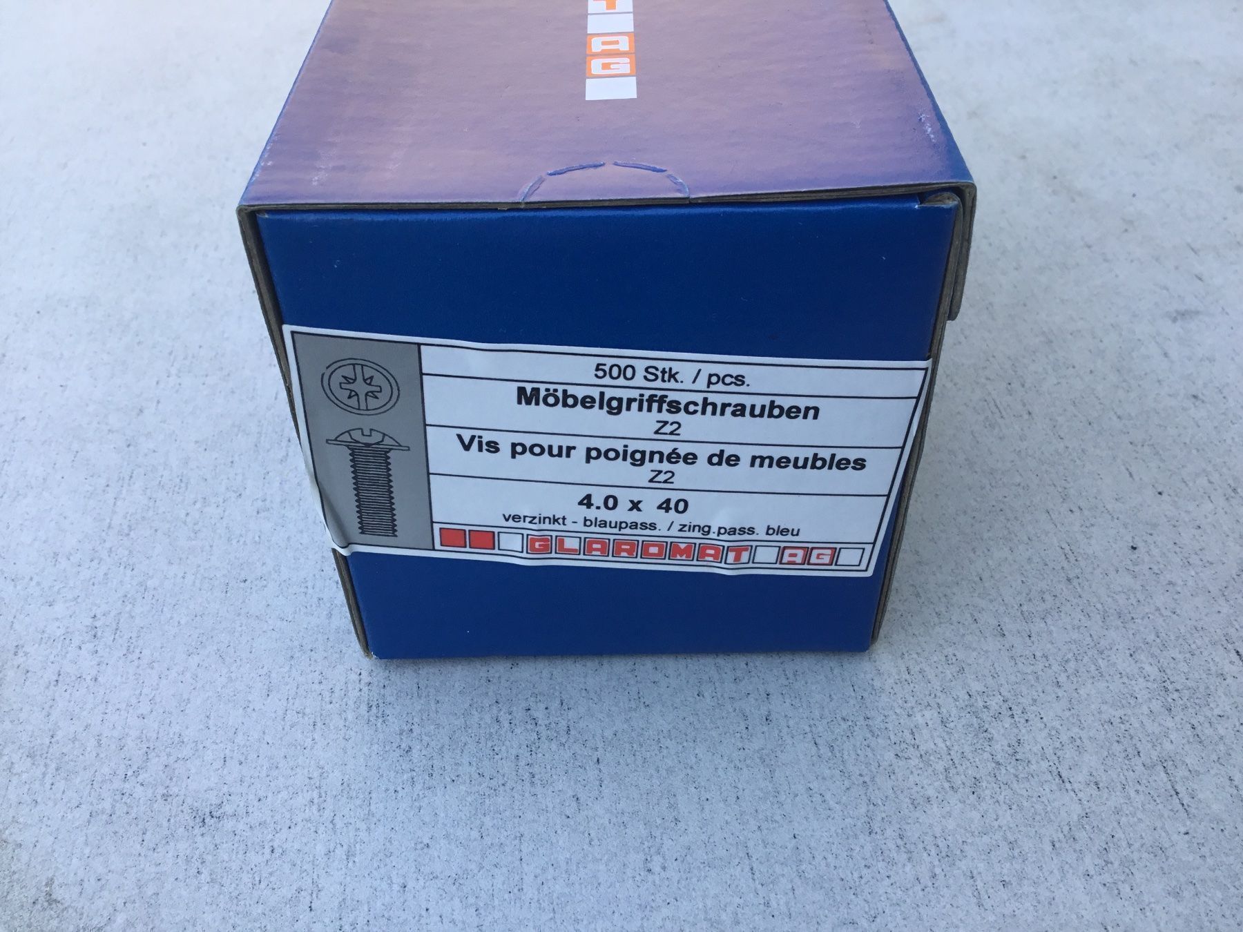 Eisenwaren: Möbelgriffschrauben 500 Stück,40x40 Z2 – Neu und originalverpackt aus St. Margrethen SG von alfapeugeot10