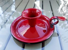 Emaille Kerzenhalter rot