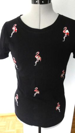 T-Shirt schwarz, mit Flamingos