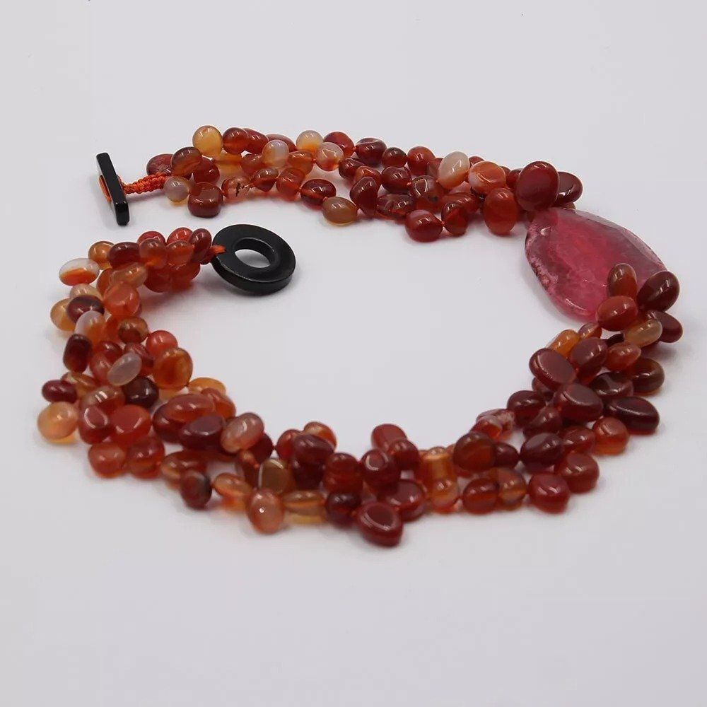 Catenine: Karneol 3 Strang Achat Edelsteinkette Collier Cornaline – Nuovo (secondo la descrizione) da Prilly venduto da ilyria73 6