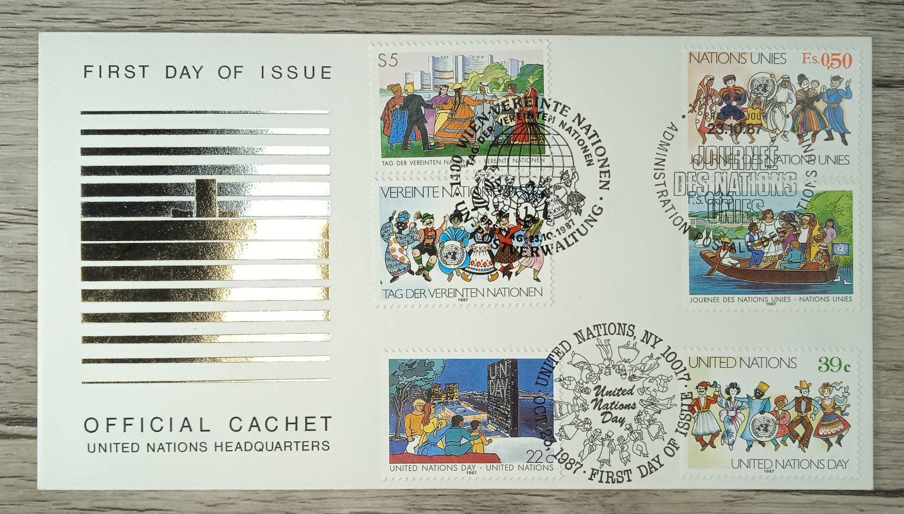Tutti i francobolli: TR09 Enveloppe + Timbre Usa / Onu 1987 – Usato da Cousset venduto da Patrick_Collections