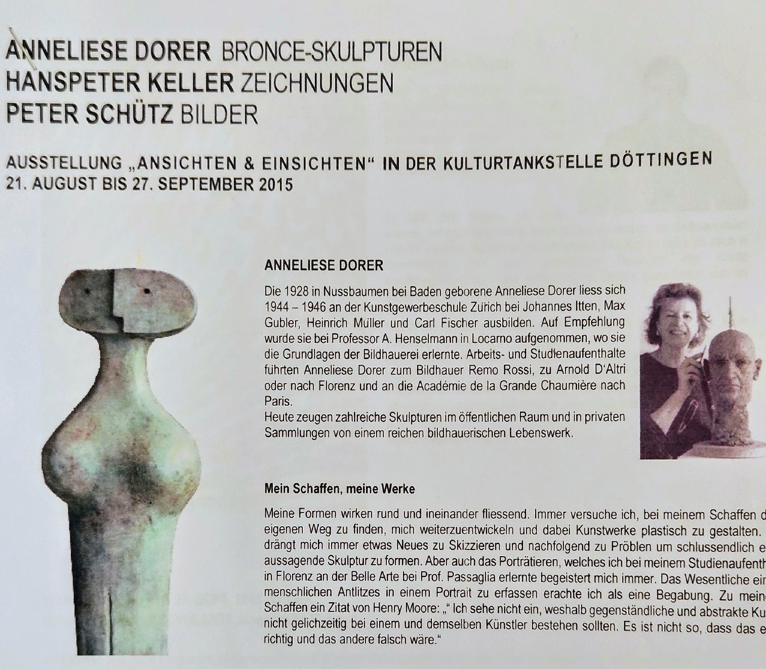 Skulpturen & Statuen: ANNELISE DORER/ Gipsmodell/Höhe: cm 78 – Gebraucht aus Rieden AG von mar_97nb 1