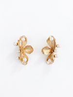 Ohrstecker Blumen Design goldfarben mit Perlen neu