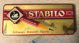Antike, kleine Blechdose STABILO Schwan Bleistift Fabrik