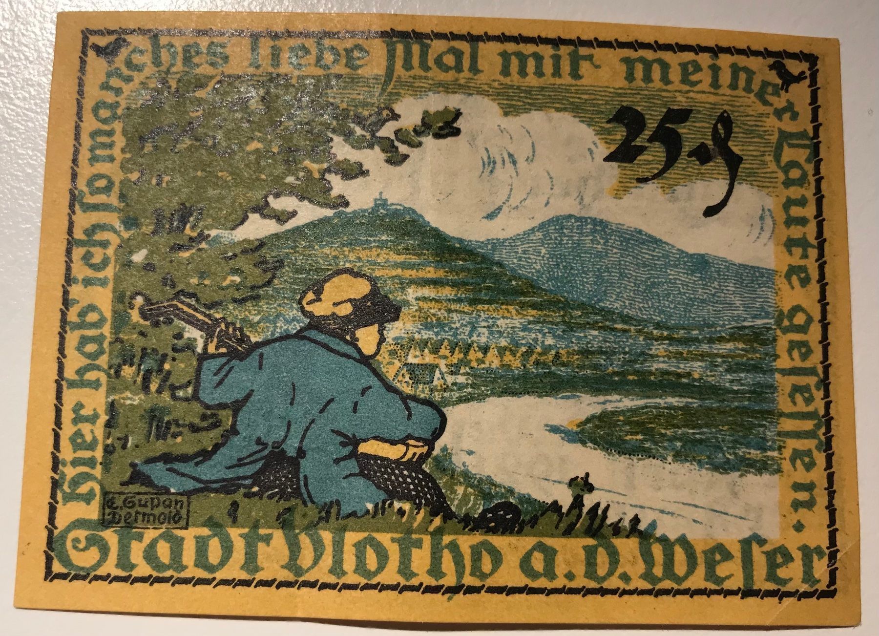 Banconote: Deutschland 25 Pfennig 1921 – Usato da Algetshausen venduto da Carrhard 1