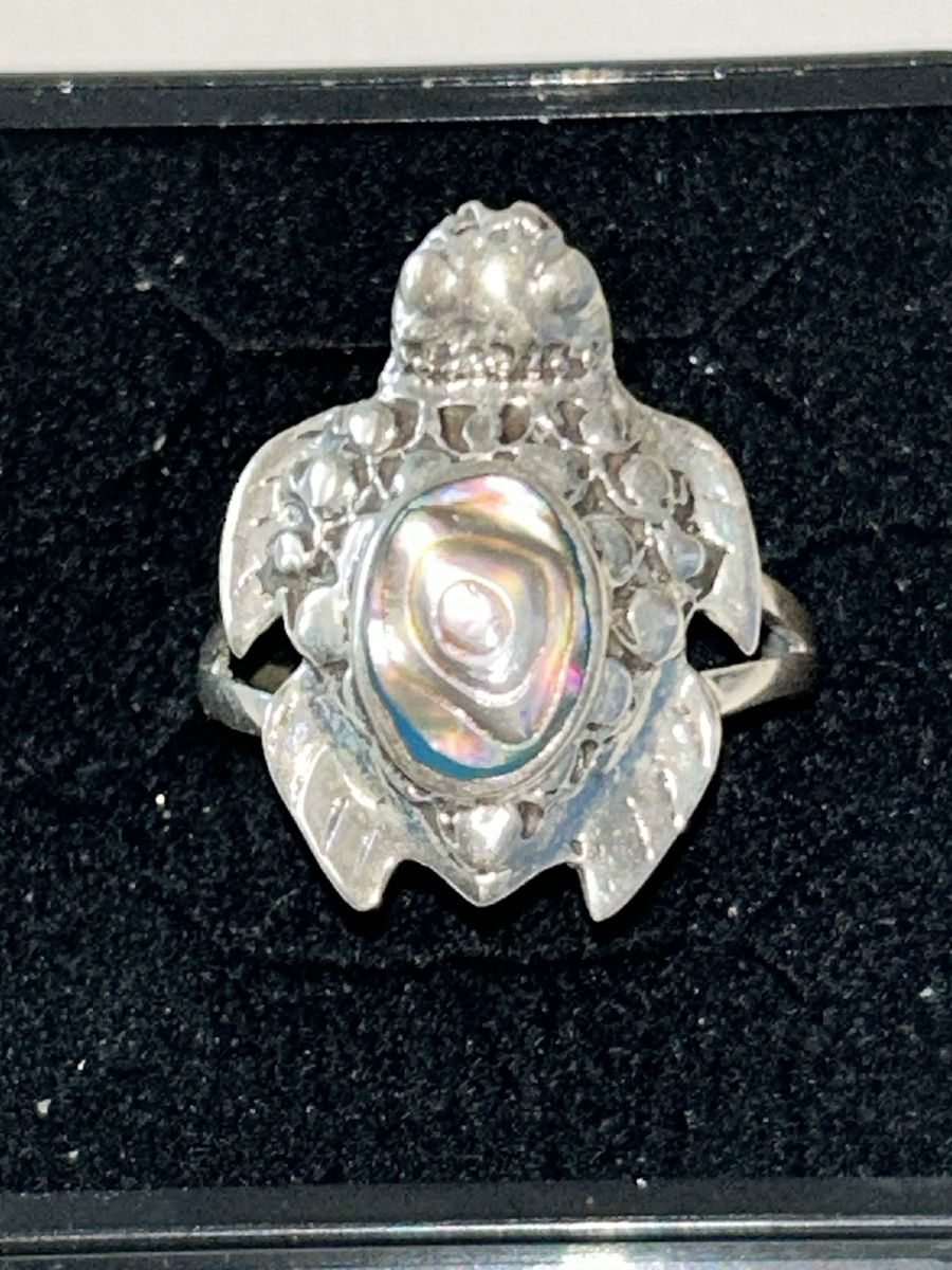 Anelli: Silber Ring Schildkröte mit Abalone Muschel – Usato da Düdingen venduto da Reconflo 1