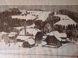 Kohle oder Tusch Zeichnung - Werner Schmutz - 1973