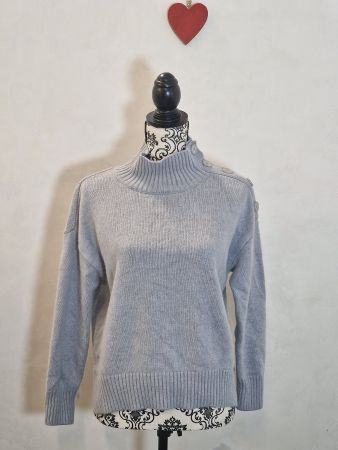 Wolle/Kaschmir Pullover grau Knöpfe Gr S white label wie neu