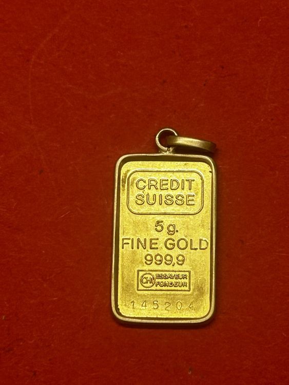 Metalli preziosi: Goldbarren von CS 5 Gramm 999 Feingold mit Fassung für Halsk – Usato da Zollikofen venduto da Jpp1976 4