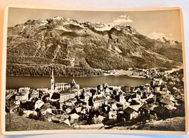 St. Moritz-Dorf und Bad mit Piz Rosatsch, gelaufen 1952