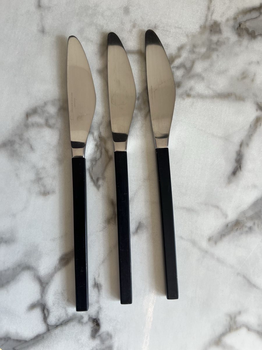 Coltelli: Set mit 12 dänischen Lundtofte Opus Black Handle Messer – Usato da Uerikon venduto da Saffagirl 9