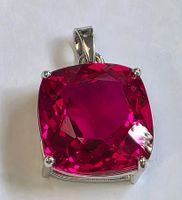 Anhänger grosser roter Topas Edelstein in Silber 925 neu