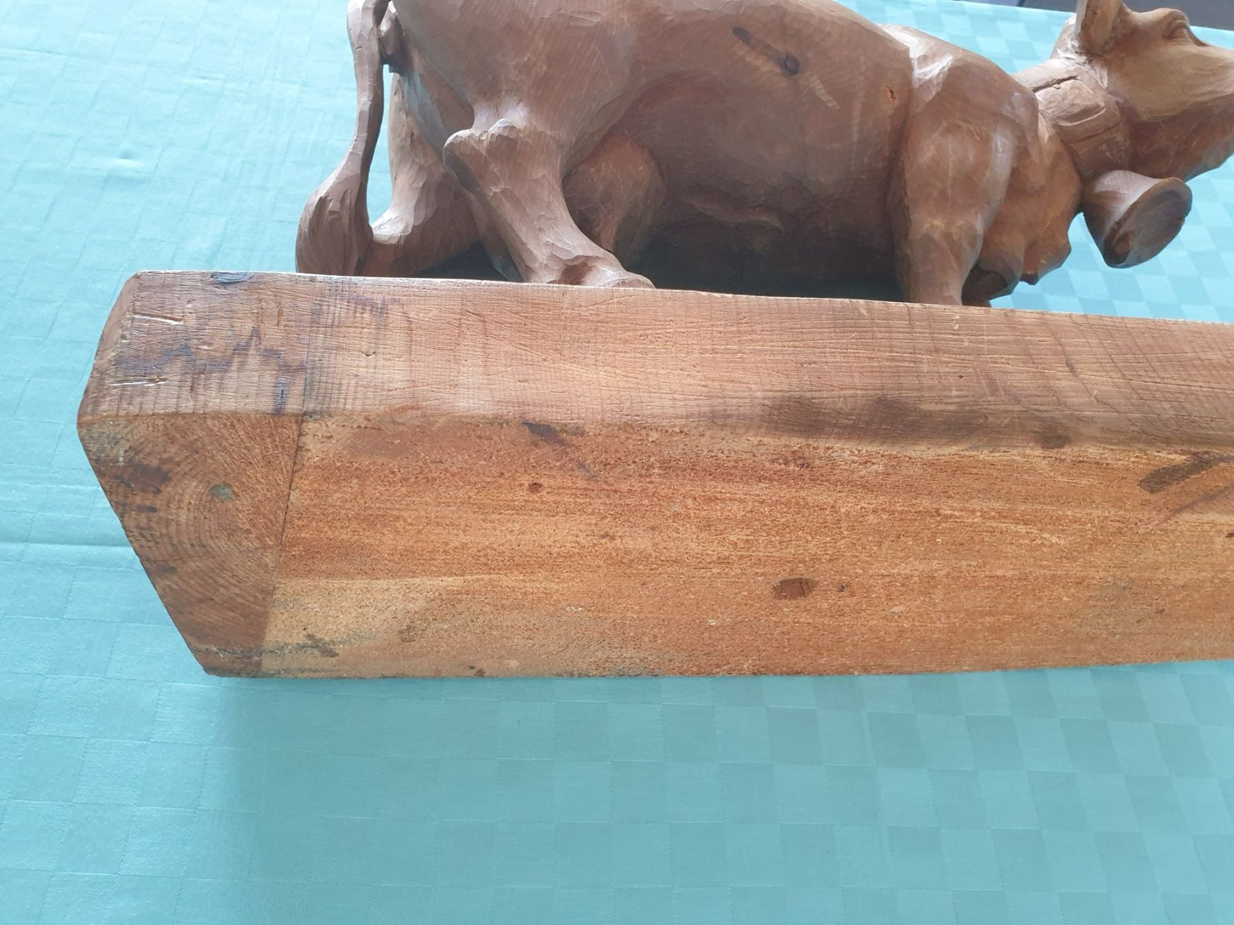 Figuren: Alte grosse handgeschnitzte Kuh mit Glocke auf Sockel – Gebraucht aus Mörschwil von spirspi 5