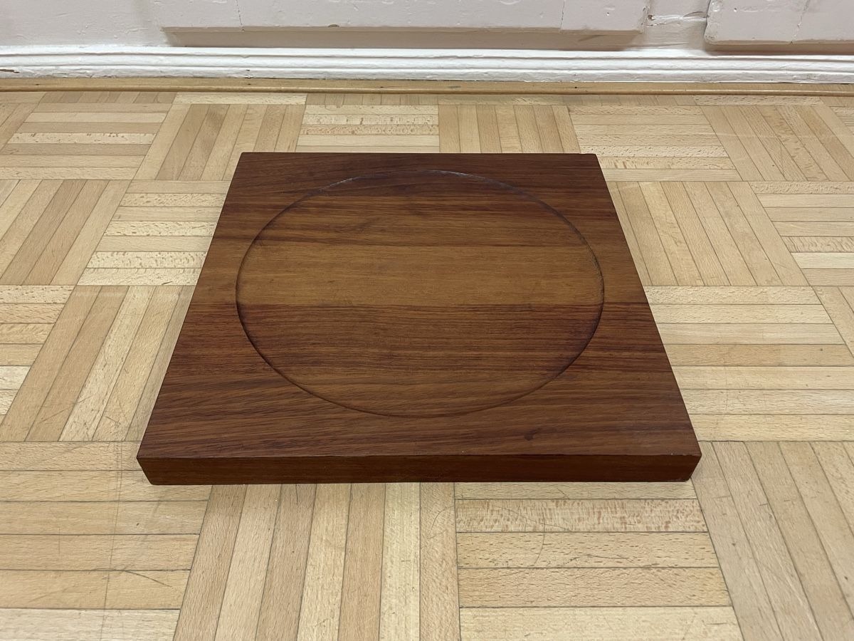 Schalen: Vintage Teak Schale oder Platte Quadrat rund Holzschale 70er – Gebraucht aus Zürich von Vintagewiesel 3