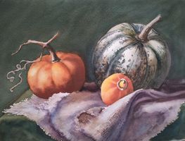 Wunderschönes Kürbis Aquarellmotiv