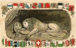 Luzern   LU  -   Löwendenkmal mit CH Kantons-Wappen