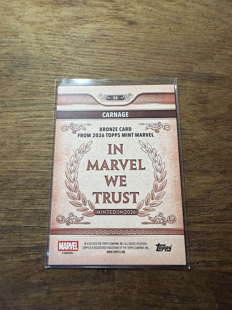 Topps Carte collezionabili: 2026 Topps Marvel Mint Carnage Bronze Card – Nuovo (secondo la descrizione) da Goldach venduto da pipinio 1