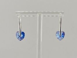 Ohrringe Herzen Swarovski Kristall in Saphir-Blau