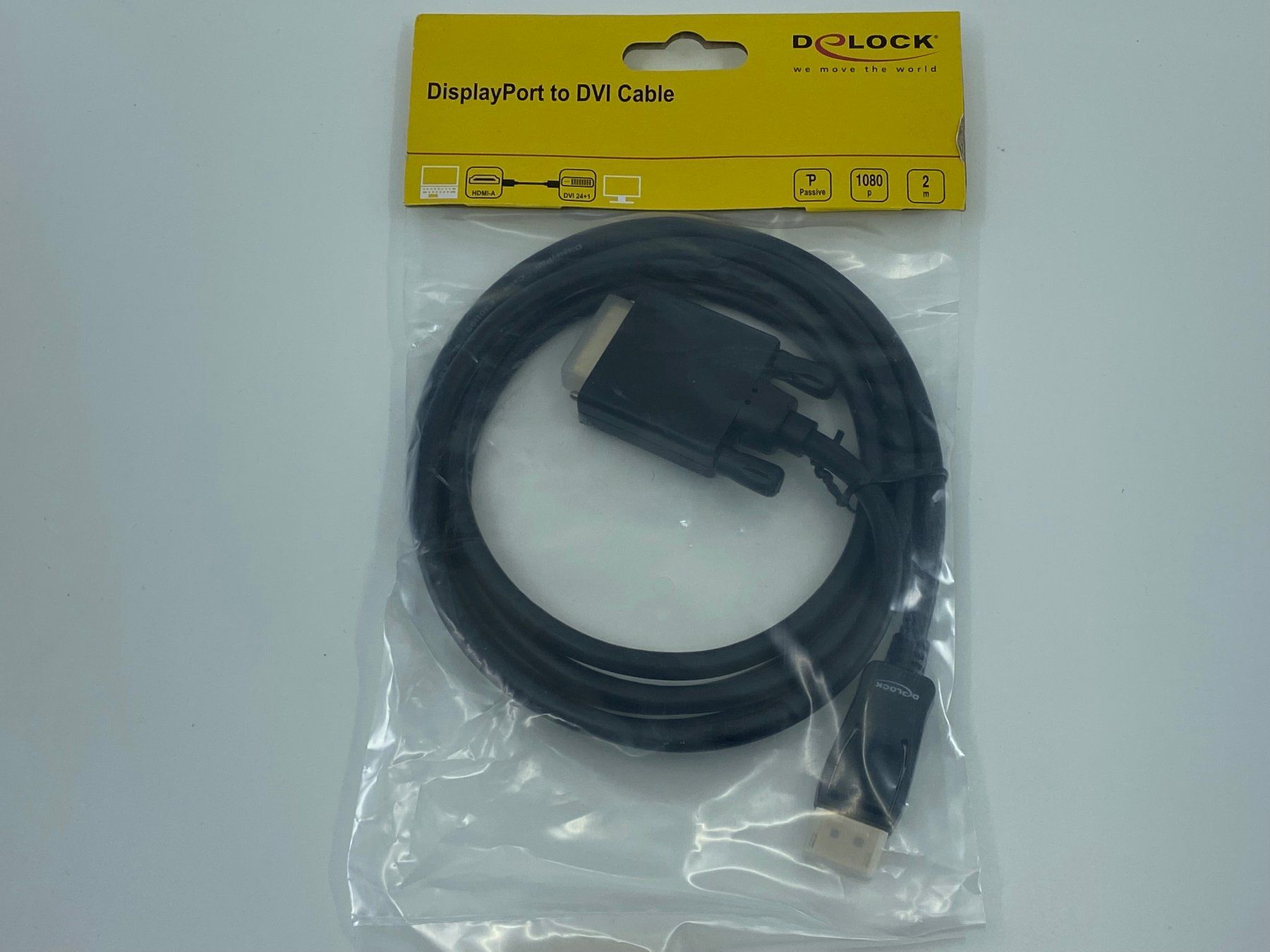 Cavi: Delock DisplayPort auf DVI Kabel, 2m, No 82591 – Nuovo e nell'imballaggio originale da Langwiesen venduto da Restposten-24 1
