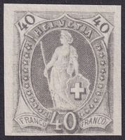 69.4.01a, Probedruck grau ungezähnt, Stehende Helvetia 1881