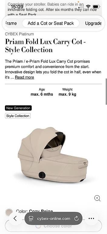 Berceaux: Priam Fold Lux Carry Cot - Style Collection – D'occasion à Morges par Bernie78