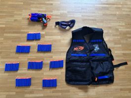 Nerf N-Strike Set mit Weste Brille und 82 Darts gebraucht