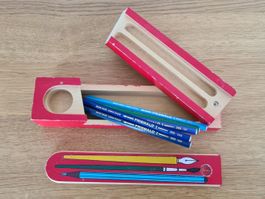 Vintage Schüler Holz Etui / Holz Schachtel für Farbstifte 60