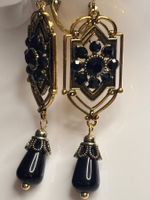 Boucles d'oreilles plaquées or Art Déco noires