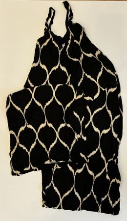 Sommerliches Hosenkleid Gr. 36 Schwarz/Beige Muster