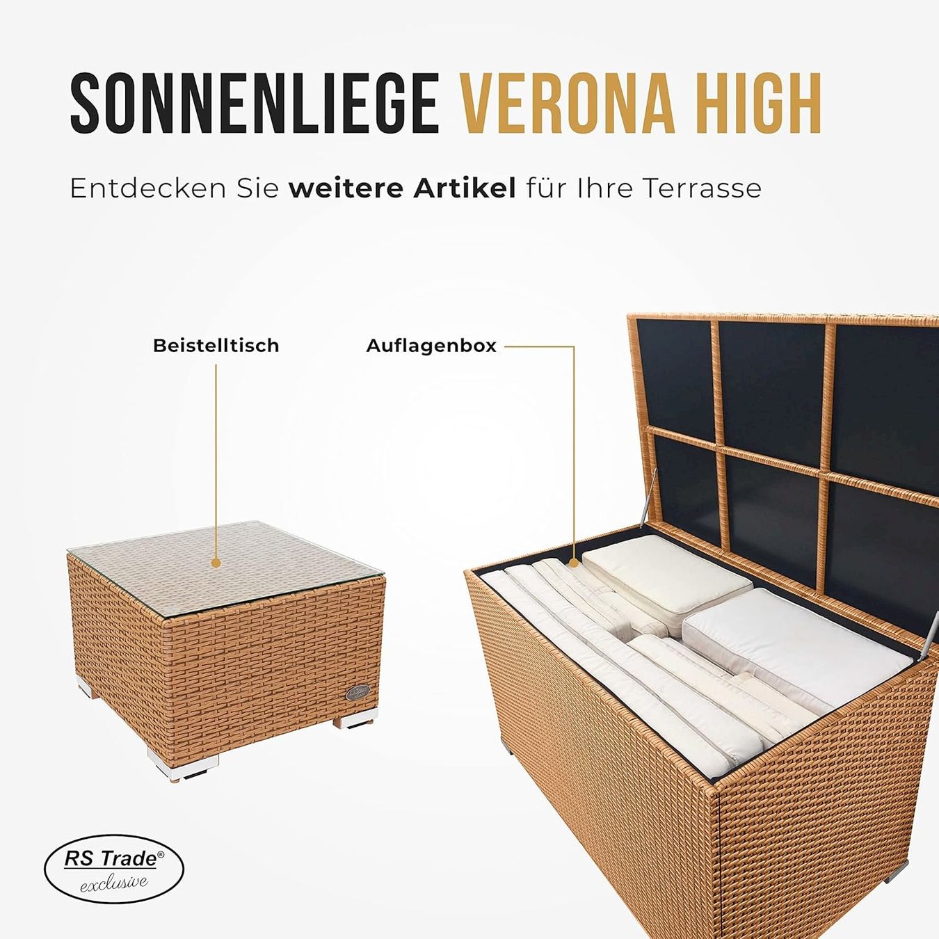 Attrezzatura professionale & Gastronomia: Sonnenliege Verona High mit Rollen – Nuovo e nell'imballaggio originale da Bottighofen venduto da zaap 4