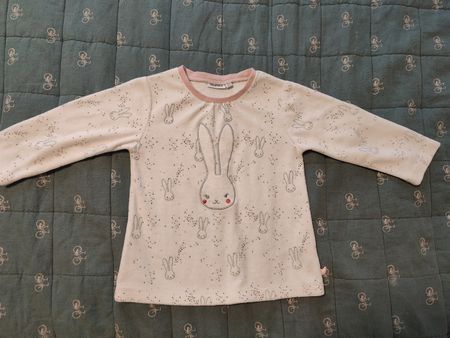 Langarmshirt Hase weiss rosa Grösse 92 cm