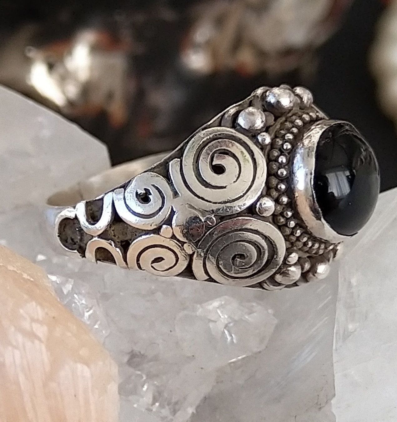 Ringe: RETRO UNIKAT RING MIT ONYX IN 925 SILBER – Gebraucht aus Romanshorn von Glitzer-Paradies 1