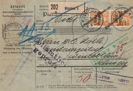 Top Paketbegleitadresse von München nach Winterthur, 1921
