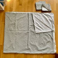 Bettwäsche grau/weiss, 220x200 & 80x80 cm, Baumwolle