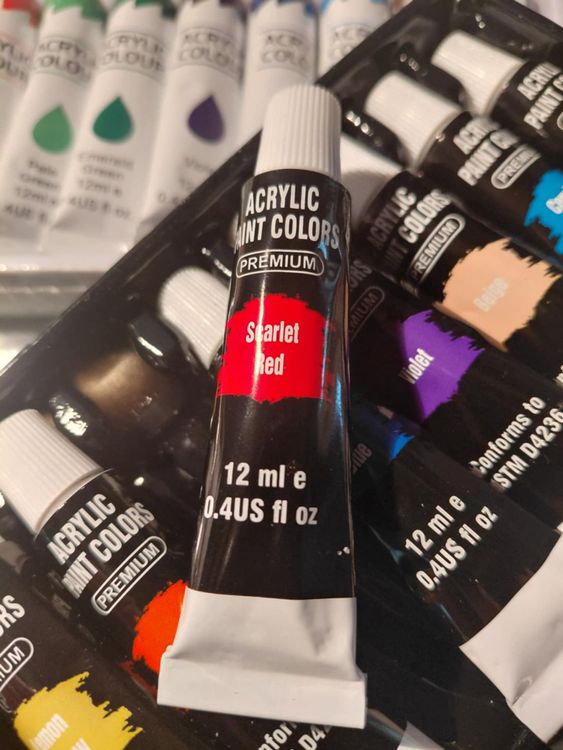 Colori: Set mit 48 Acrylfarben und 9x Pinseln zum Malen! set couleur – Nuovo e nell'imballaggio originale da Minusio venduto da graziano11 6