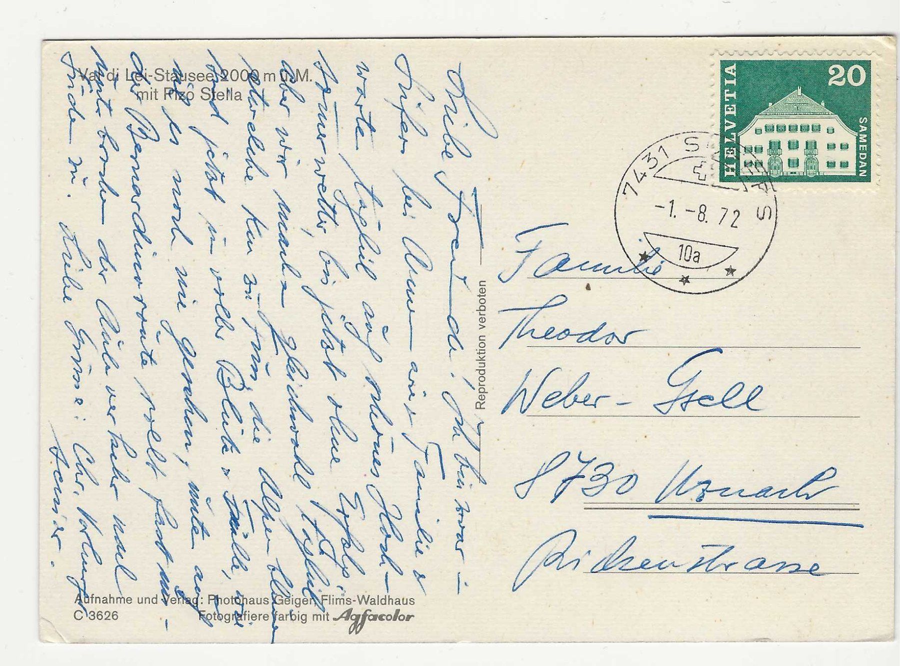 Cartes postales: VAL DI LEI-STAUSEE – D'occasion à Küttigen par rolypo 1