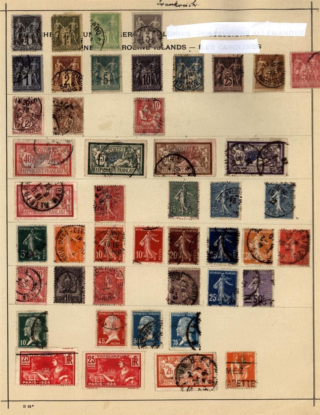 Alle Briefmarken: Frankreich Sammlung 1 Seite (AZ470) – Gebraucht aus Seuzach von Harri19
