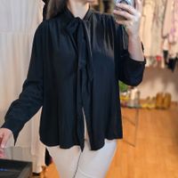 Damen Seidenbluse Schwarz XL XXL Elegant Vintage