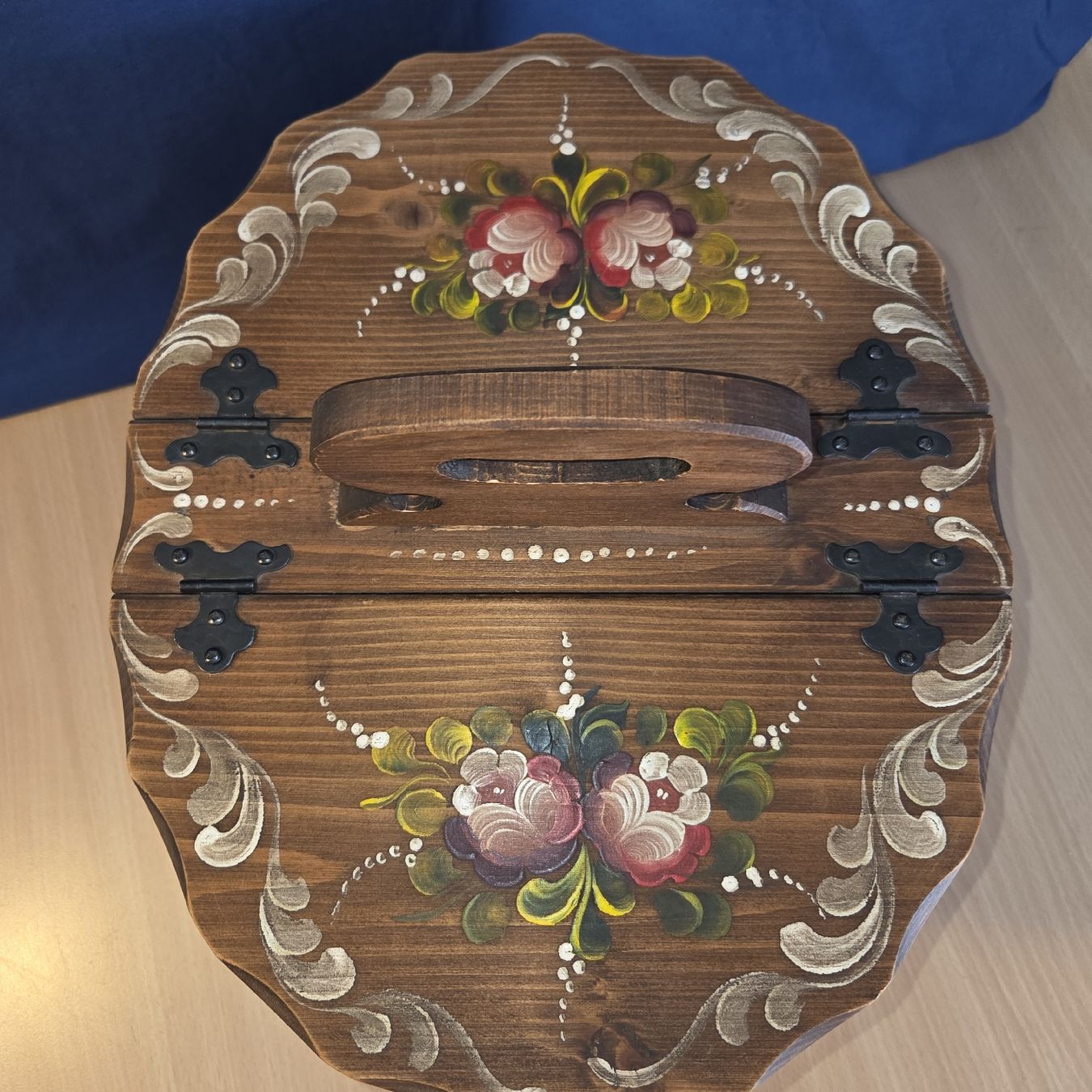 Contenitori & Simili: Holzkorb mit Deckel handbemalt Blumenmuster mit Henkel – Nuovo (secondo la descrizione) da Kriens venduto da gra_fhn7 2