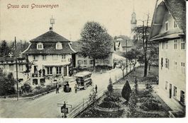 Gruss aus GROSSWANGEN mit Postauto! LU gel. 1907!