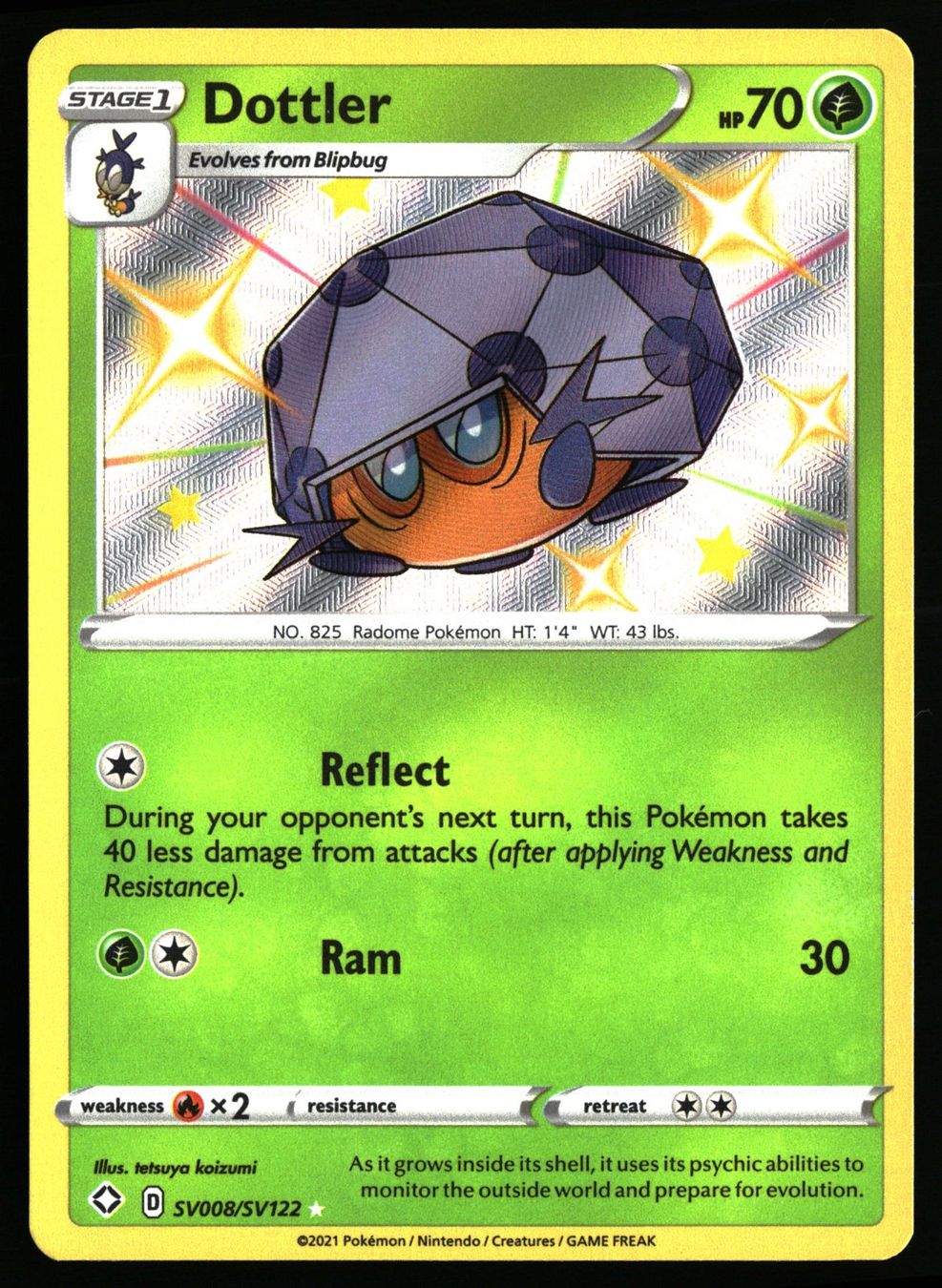 Pokémon Carte collezionabili: Dottler #SV008 Pokemon Shining Fates – Usato da Feuerthalen venduto da Plazatoys