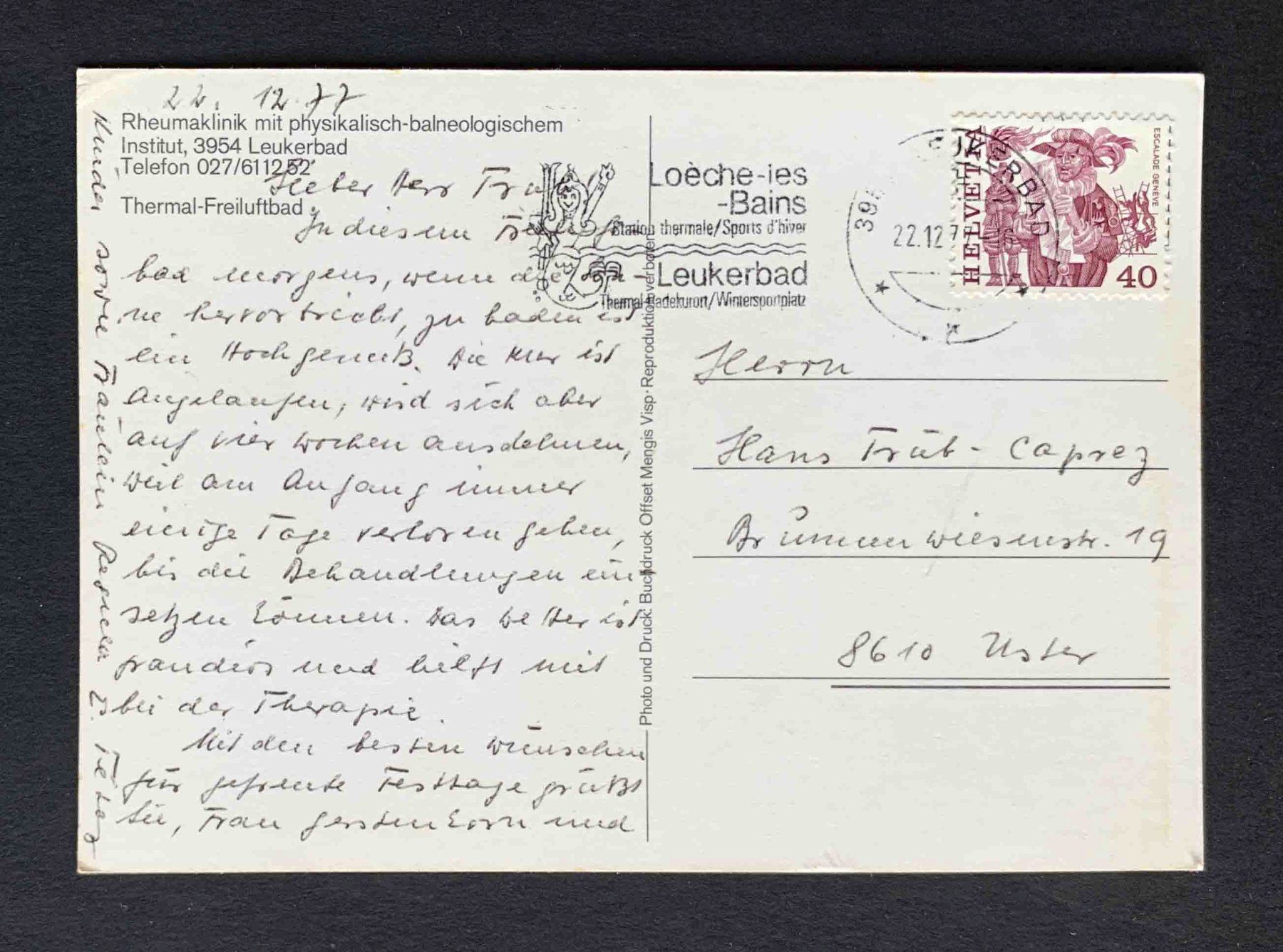 Cartoline postali: AK Leukerbad Rheumaklinik – Usato da Goldau venduto da artelier1 1