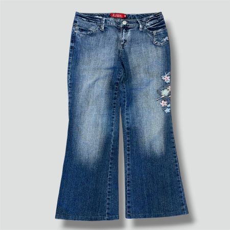 G Cause y2k bootcut floral denim jeans retro (rock revival)