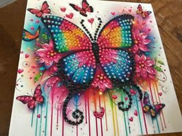 Karte-Grusskarte-Schmetterlinge-Freunde-Painting-Selfmade