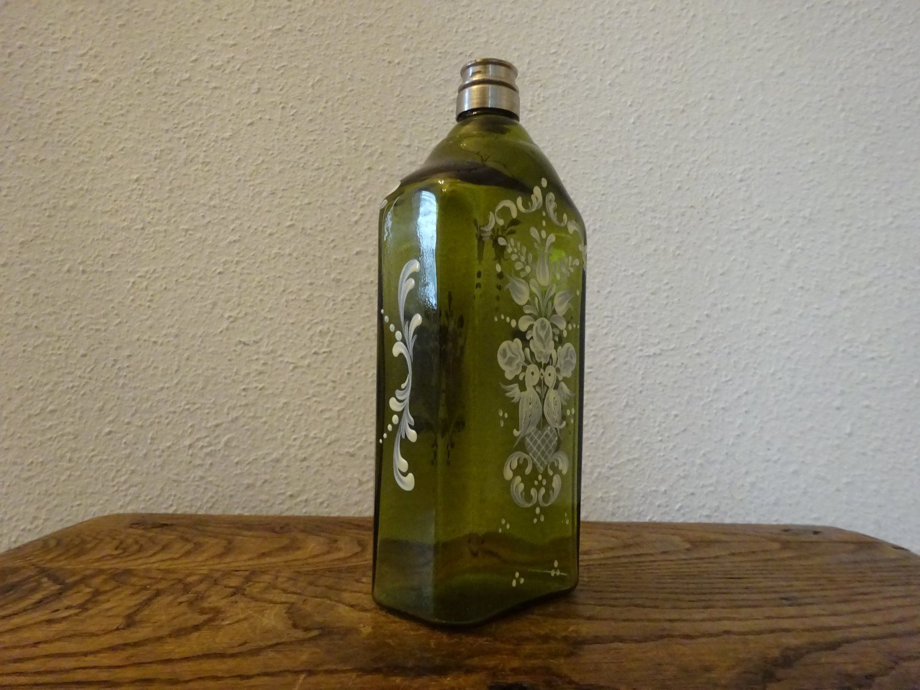 Bottiglie: Vierkantflasche Waldglas mit Zinndeckel – Usato da Esslingen venduto da eintagammeer 1