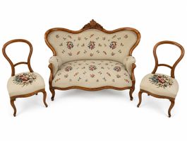 Antikes Salon-Set – Sofa & 2 Stühle im Louis-Philippe-Stil