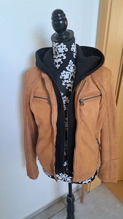 Damen Lederjacke Gipsy braun mit Kapuze Grösse L eher M, 