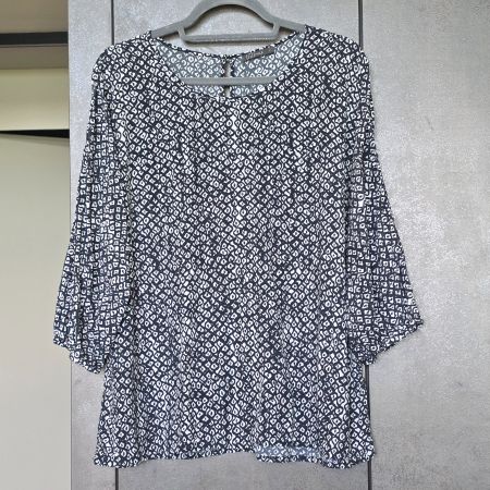 🐸 NILE BLUSE L VISKOSE MARINE / WEISS WIE NEU