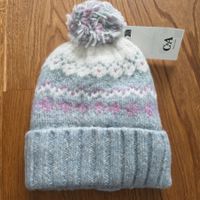 C&A Strickmütze mit Bommel bunt Grösse 128-152 8-12j neu